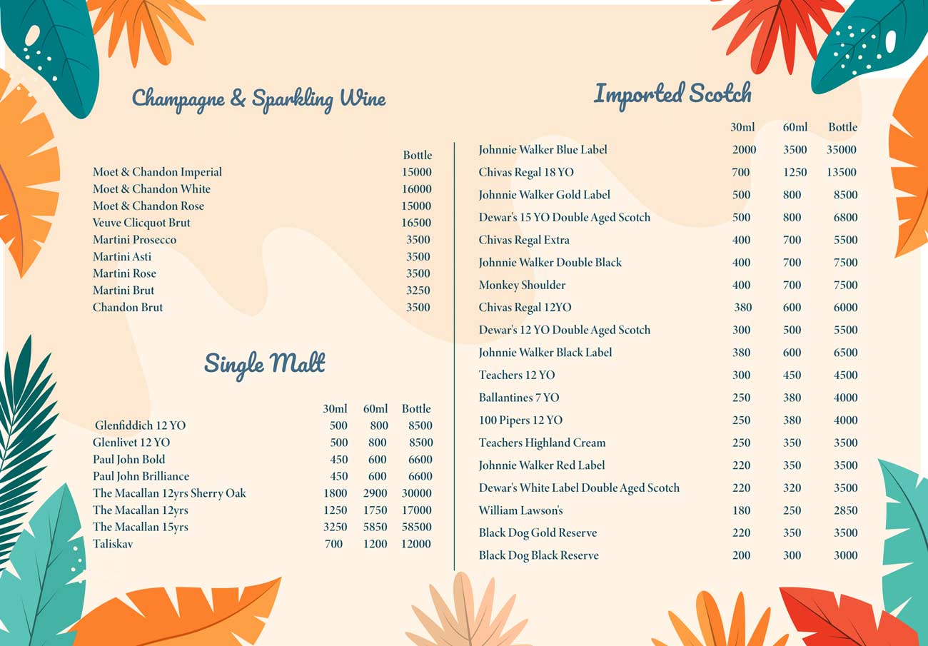 Chinese food list